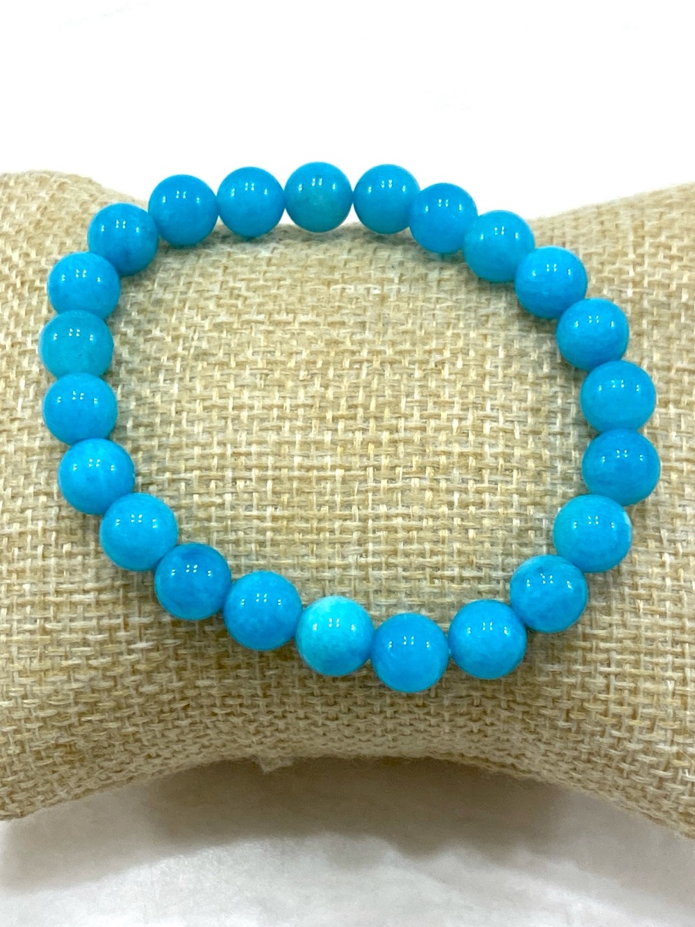Bright Turquoise Round Bead Stretch Bracelet